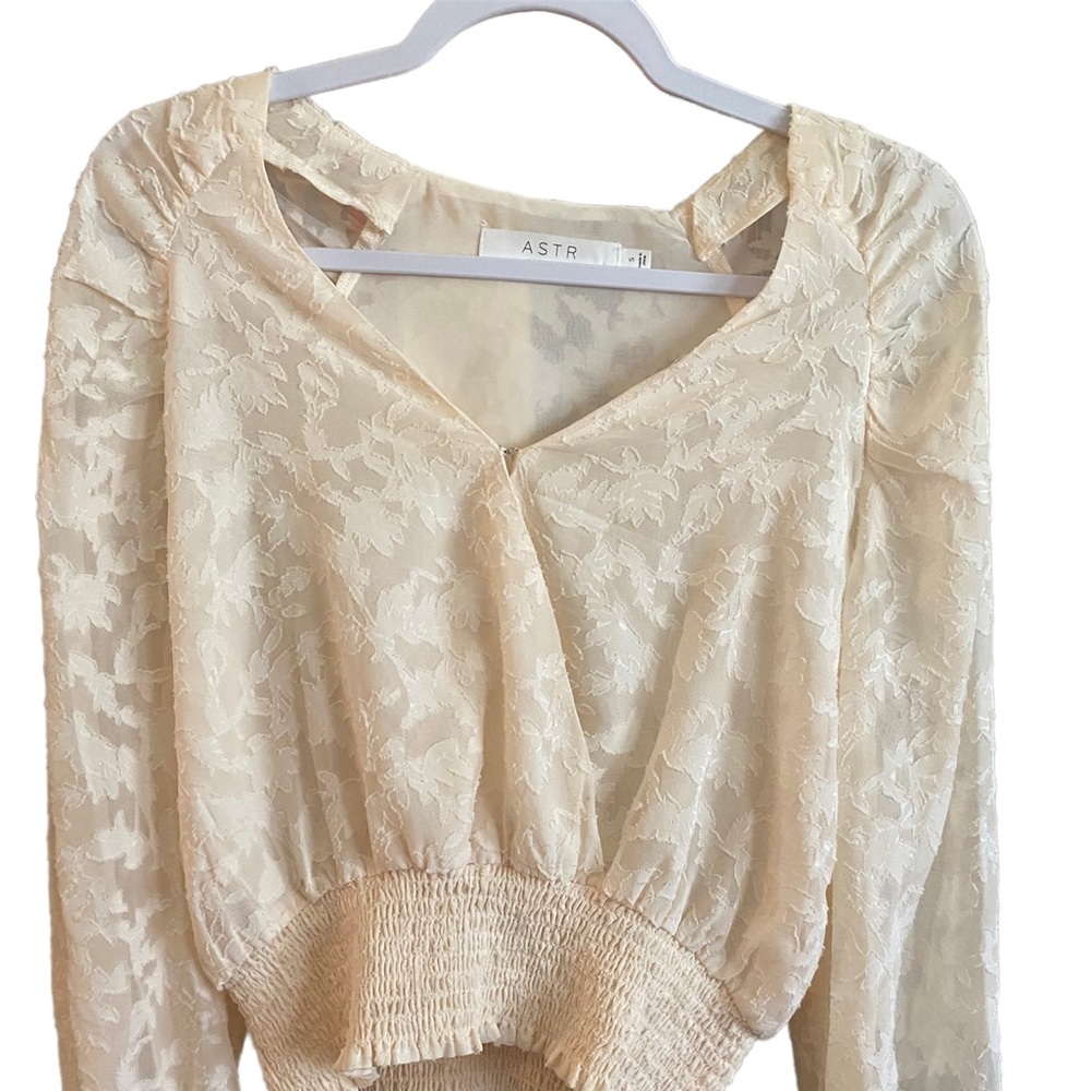 Astr the Label Wrap Front Smocked Waist Blouse